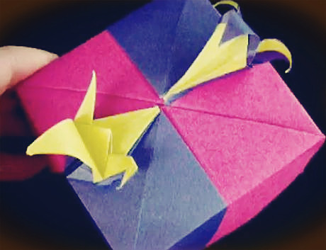 千纸鹤和百合花组合式折纸盒的折法视频教程【折纸盒大全】