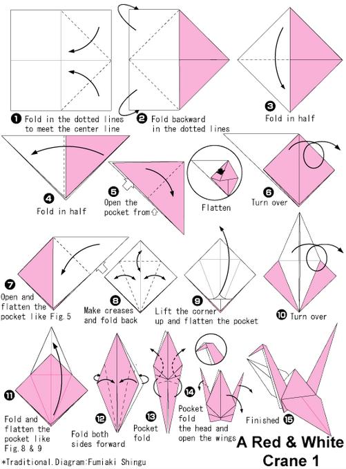 简单手工折纸千纸鹤的折纸图解教程手把手教你制作出漂亮的折纸千纸鹤