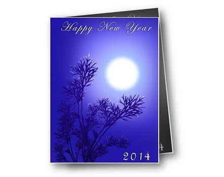 2014新年贺卡模板花好月圆可打印新年贺卡制作模版的免费下载