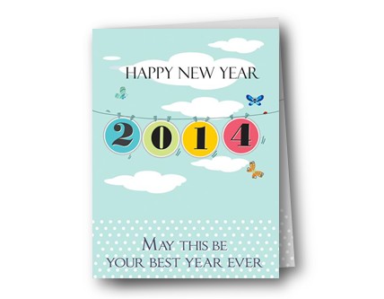 2014新年快乐模板可打印新年贺卡装饰小球图案艺术模版的下载