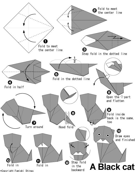 手工折纸小猫的基本折法教程展示出折纸小猫在制作上的思路