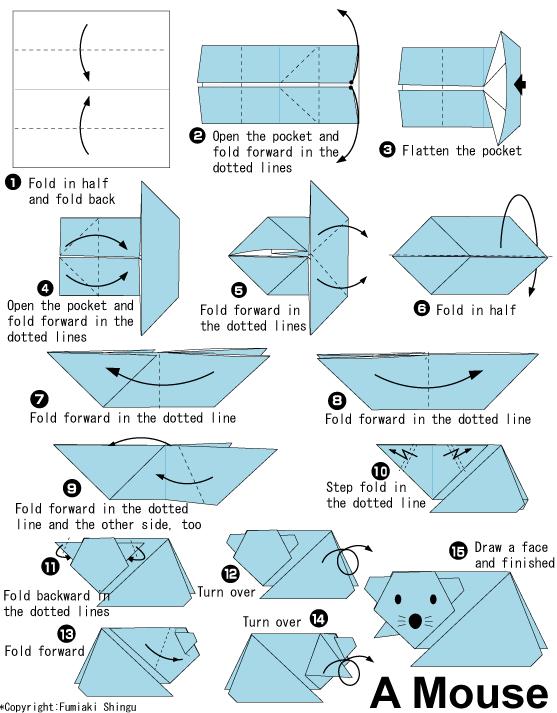 简单的儿童手工折纸老鼠制作教程展示出折纸老鼠是如何进行制作的