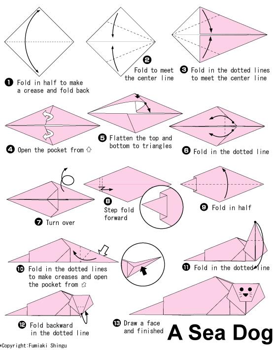 手工折纸海豹的折法展现出折纸海豹是如何进行制作的