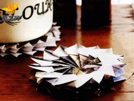 简单折纸废旧利用明信片折叠做星星锅垫图解教程