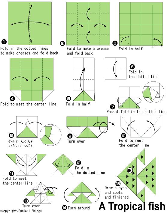 手工折纸热带鱼的基本折法告诉你折纸热带鱼应该如何制作