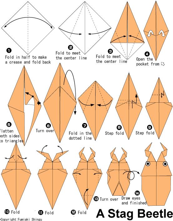 简单的手工折纸教程展现出折纸昆虫的制作是如何进行的