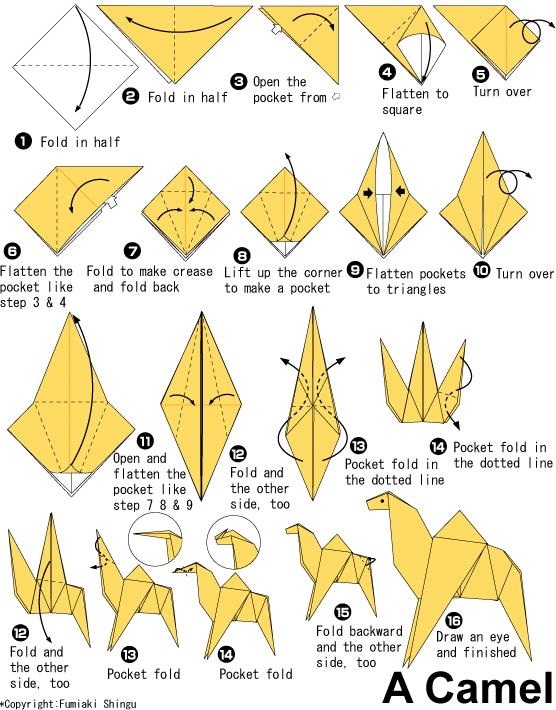 手工折纸骆驼的折纸图解教程一步一步的教你制作出逼真的折纸骆驼