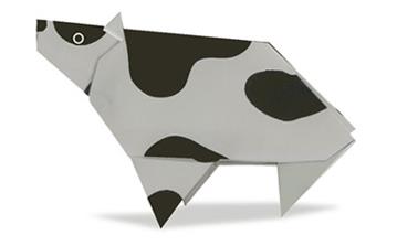 儿童简单折纸奶牛的折纸图解教程
