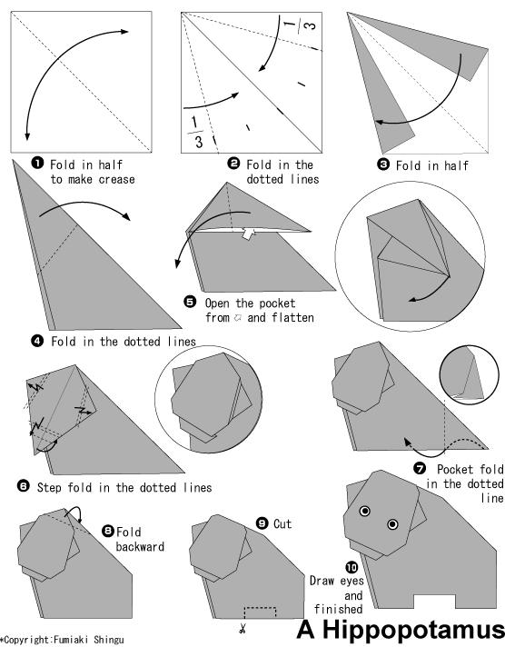 手工贺卡的基本折法教程帮助你制作出漂亮的折纸河马