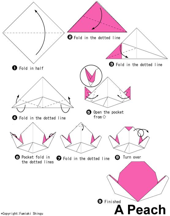 巧妙的折纸桃子折纸图解教程告诉你如何完成折纸桃子制作