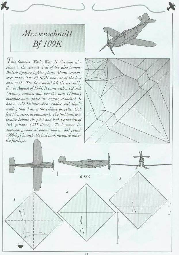 【纸飞机】梅塞施密特BF109K折纸战斗机的手工折纸视频教程