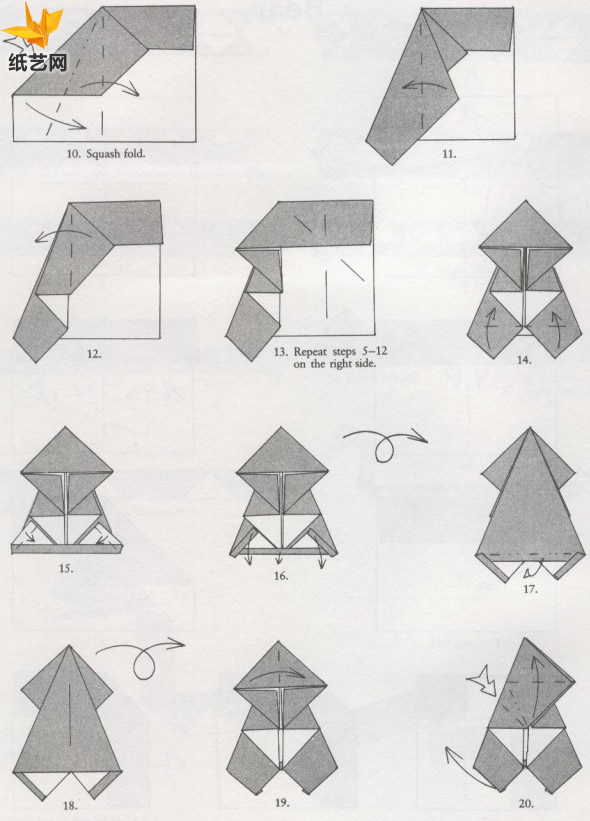 手工折纸灰熊的折纸图解教程展示出折纸灰熊制作细节