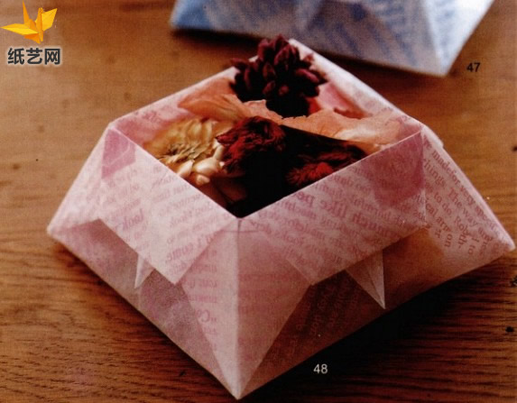 折纸收纳盒独有特质货手工折纸干花盒子图解教程
