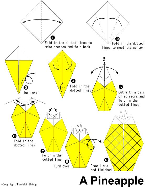 手工折纸菠萝的折法图解教程一步一步的教你如何制作折纸菠萝