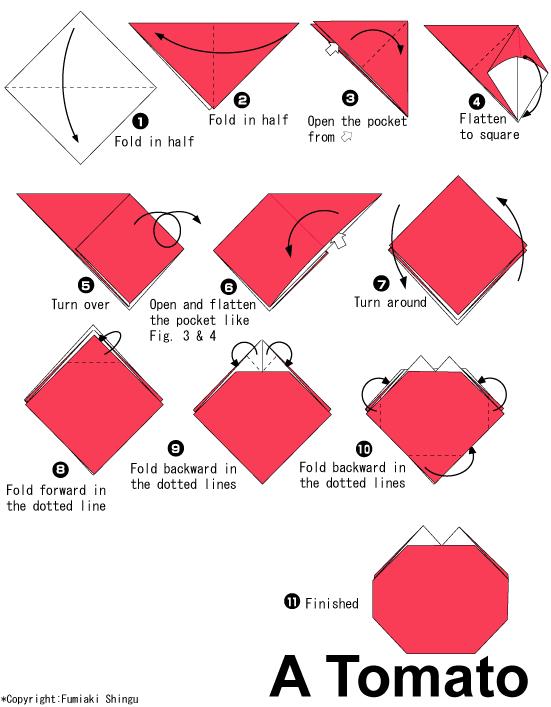 儿童手工制作大全展示出折纸西红柿是如何进行折叠制作的