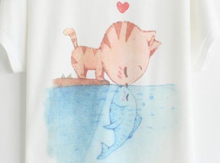 【橡皮章素材图案大全】小猫吻鱼可爱橡皮章图案