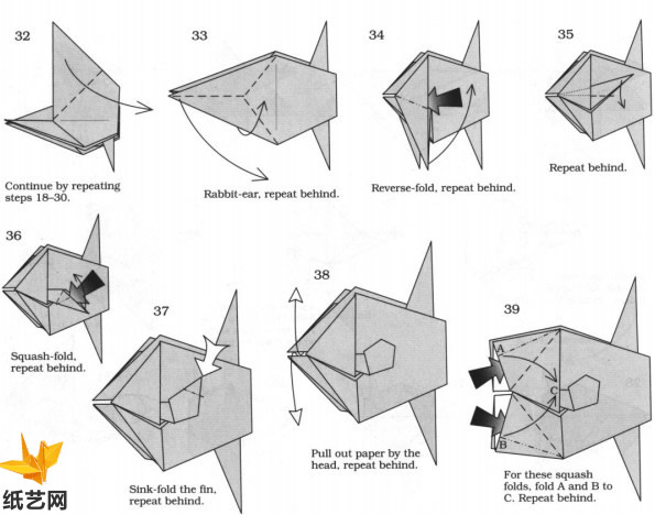 折纸翻车鱼和折纸太阳鱼的教程都是这里推荐的这个折纸制作