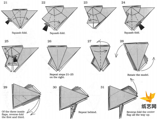 折纸鱼的基本折法教程帮助你快速的完成漂亮的折纸鱼折叠