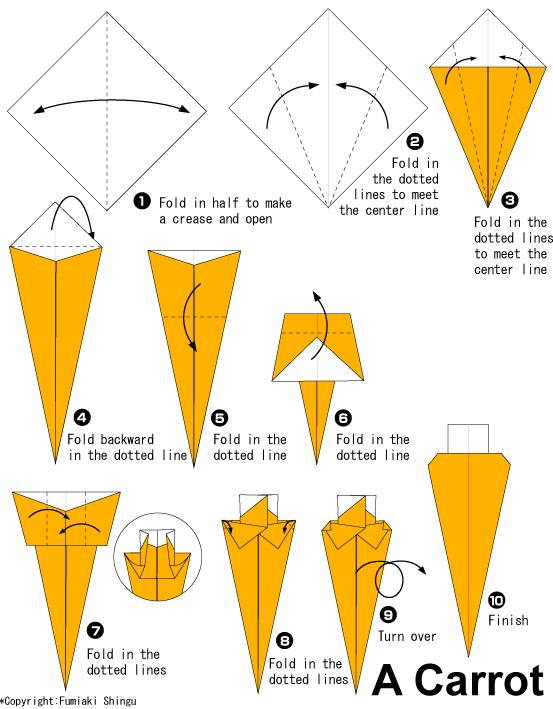 手工折纸胡萝卜的折纸图解教程教你制作出漂亮的手工折纸胡萝卜