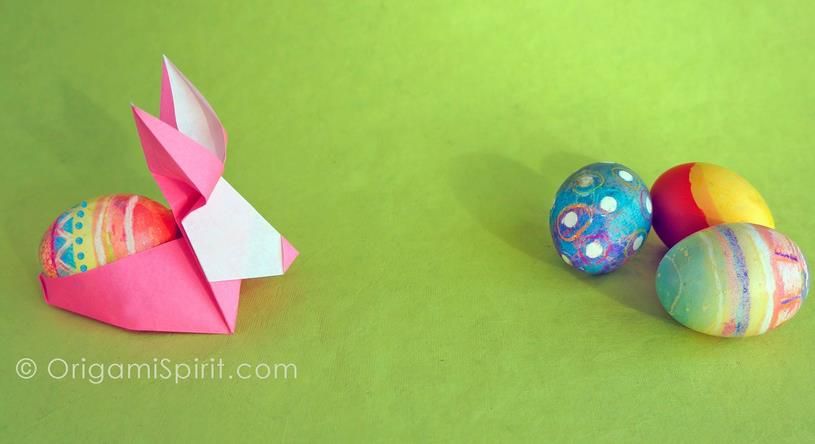 复活节折纸大全之可以放复活节彩蛋的折纸小兔子手工折纸视频教程