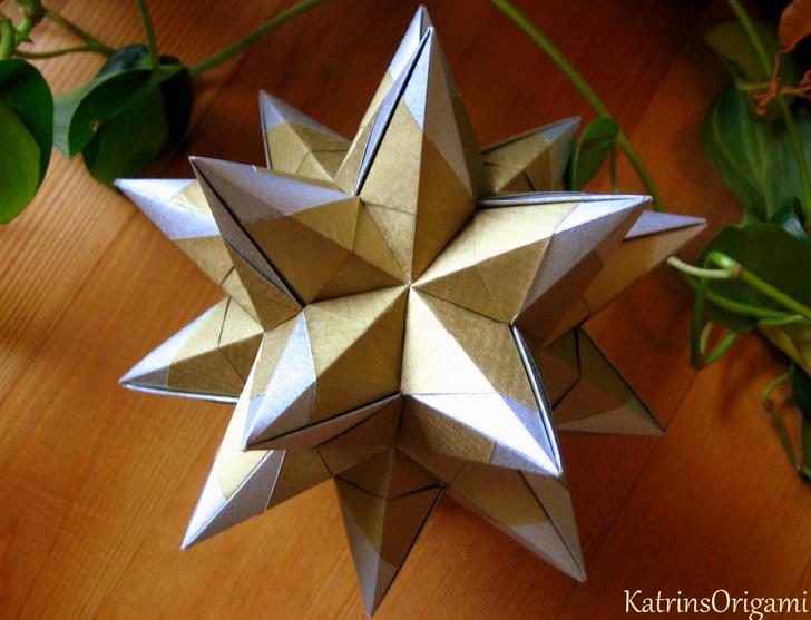 折纸花球怎么折之光芒灯笼花球的手工折纸教程