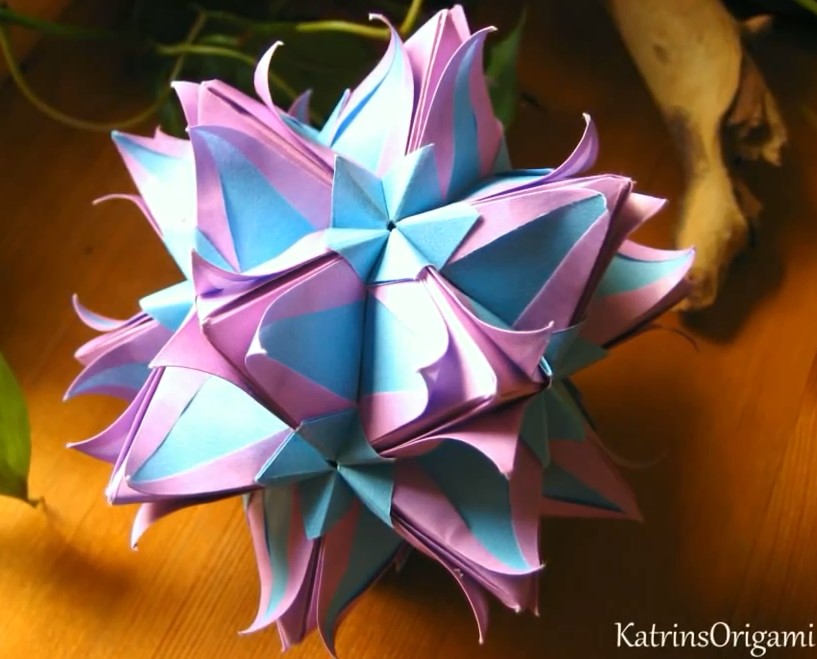 折纸花球大全之海卫六灯笼花球的手工折法视频教程