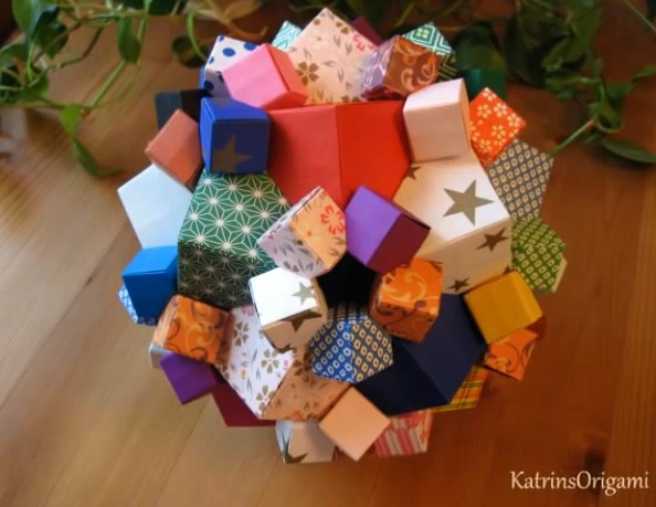 折纸花球灯笼大全之哥伦布魔法球手工折纸花球视频教程