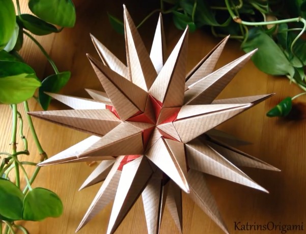 折纸花球灯笼制作方法之海之星手工折纸花球制作教程