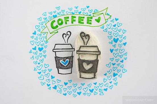 情人节橡皮章手工制作教程爱心咖啡杯—橡皮章新手教程