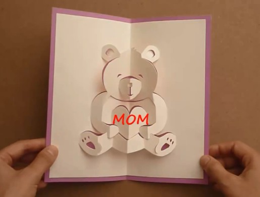 母亲节手工贺卡制作方法之小熊立体贺卡制作教程【附模版】