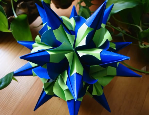 刺猬花折纸花球灯笼制作方法手工制作视频教程