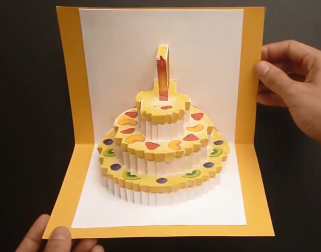 生日贺卡手工制作教程之立体生日蛋糕贺卡如何制作