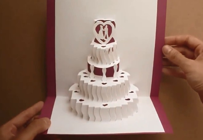 婚礼贺卡手工制作教程手把手教你制作婚礼蛋糕立体贺卡