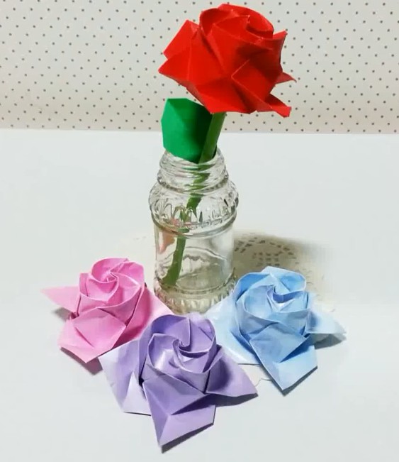 折纸玫瑰花大全折法之精美手工折纸玫瑰的制作方法