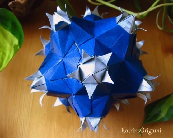 折纸花球灯笼制作方法之冰川时代手工折纸花球视频教程