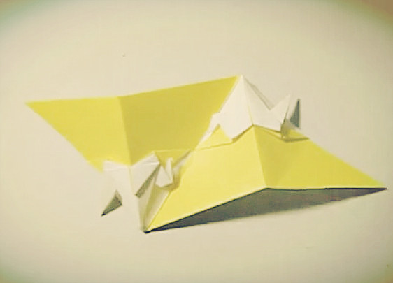 简单双千纸鹤的手工折纸视频教程—一纸成型千纸鹤的折法
