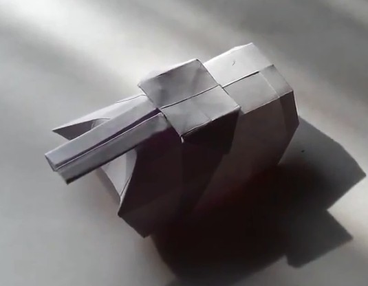折纸大全之精致仿真折纸坦克的手工折纸视频教程