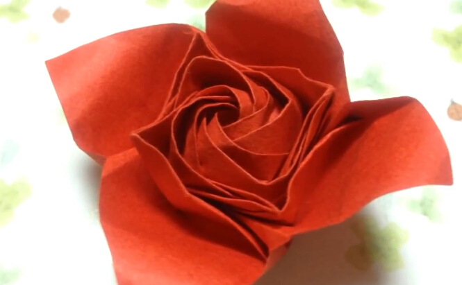 折纸玫瑰花的折法大全之紧凑立方纸玫瑰花的折纸视频教程