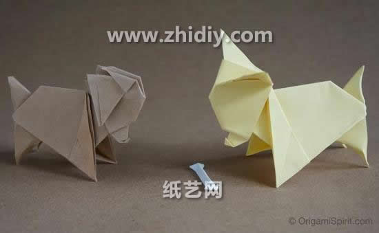 手工折纸小狗的折法教程教你制作出可爱的折纸小狗