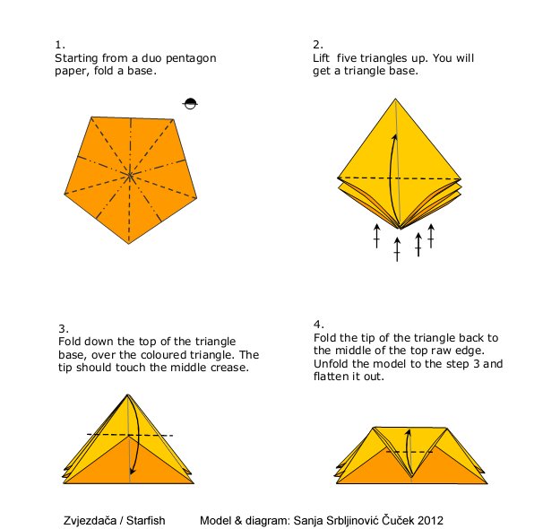 折纸海星的基本制作教程展示出折纸海星应该如何制作