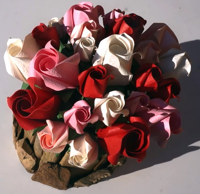 简单川崎玫瑰的折纸玫瑰花手工折纸视频教程