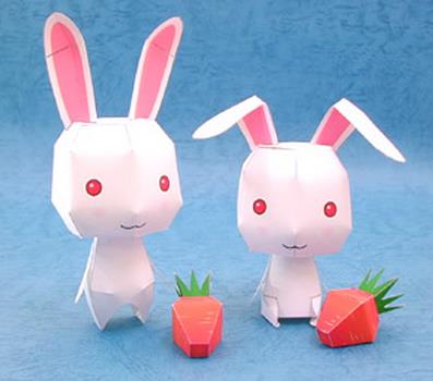 【纸模型】中秋节简单小兔子纸模型手工制作教程
