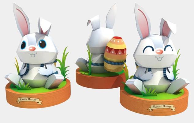 【纸模型】中秋节可爱小兔子纸模型手工制作教程