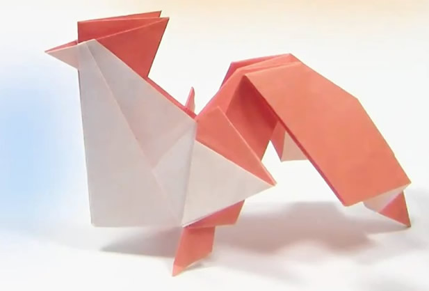 折纸大全之折纸公鸡手工折纸视频教程