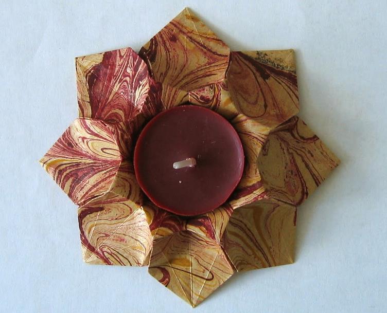 折纸花装饰烛台手工折纸视频制作教程