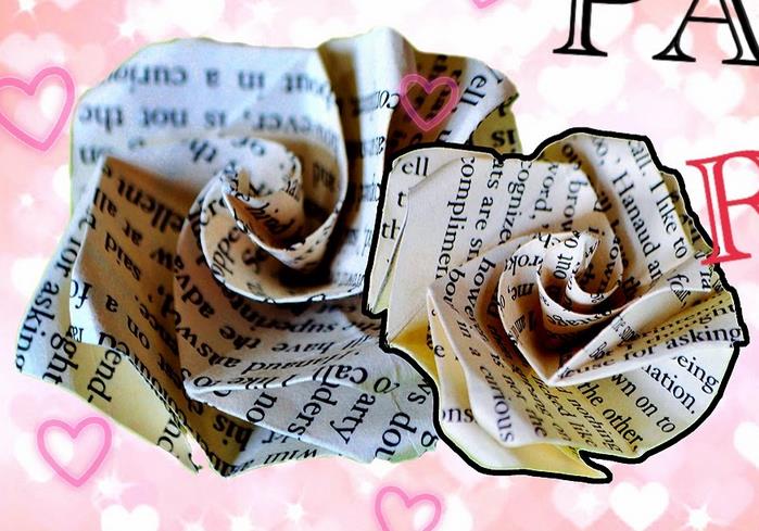变废为宝利用废旧书本制作纸玫瑰花的手工玫瑰花制作教程