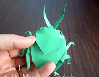 昆虫折纸大全之折纸甲虫手工制作视频教程