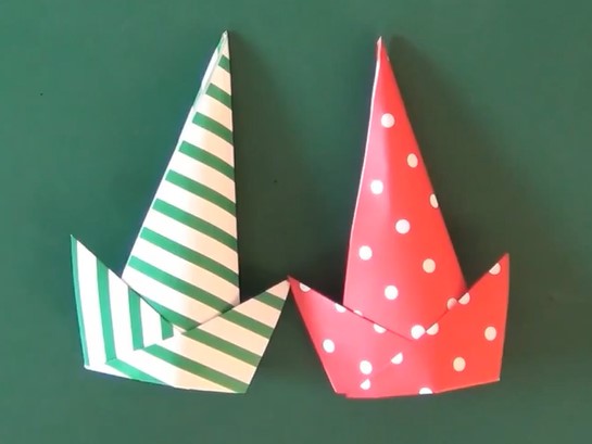 圣诞节儿童折纸简单手工折纸圣诞帽的折法视频教程