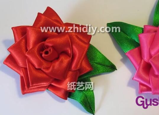 手工缎带丝带玫瑰花的制作方法教程教你制作出精美的手工玫瑰花