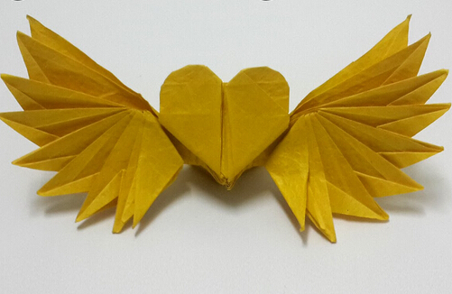 情人节带翅膀的立体折纸心手工折纸视频教程